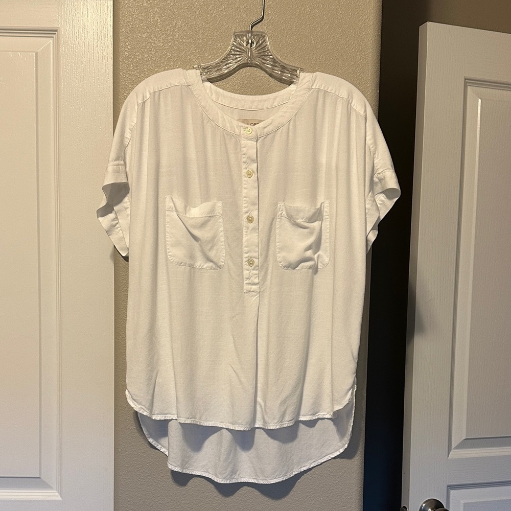 LOFT White Button-Down Shirt with Pockets